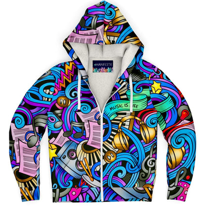 Music Is Life Premium Sherpa Lined Zip Hoodie