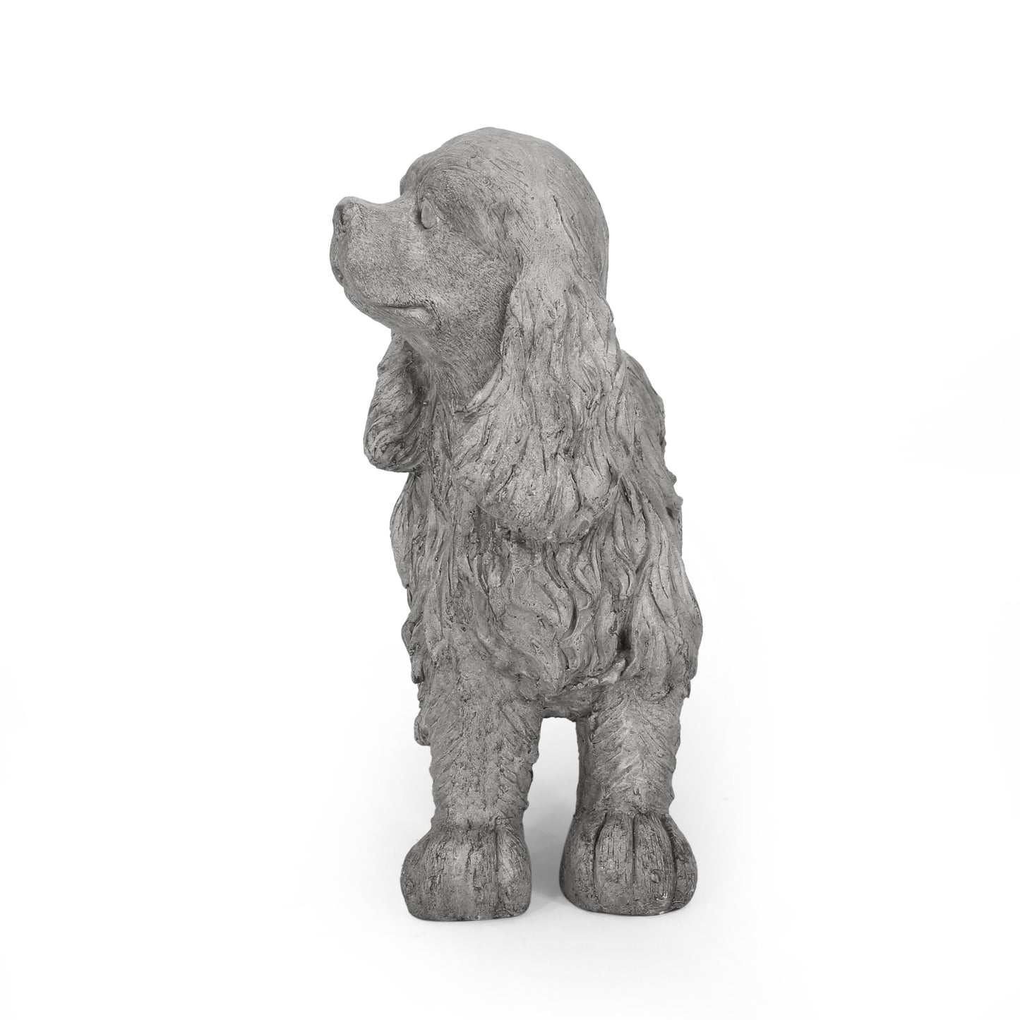 Charming Cocker Spaniel Dog Statue Bench Gray Magnesium Oxide