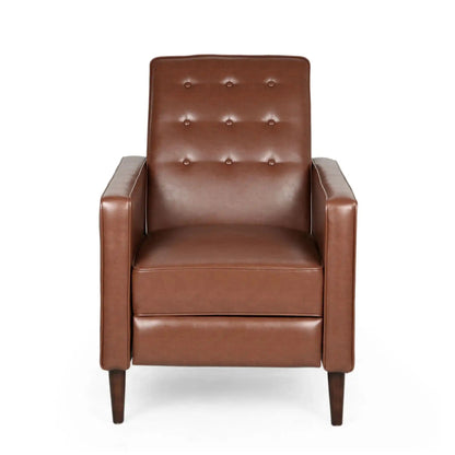 Mid-Century Modern Recliner With Button Tufted Waffle Stitch