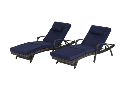 Outdoor Wicker Reclining Chair Set of 2 with Cushions