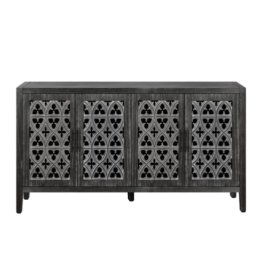 Hollow Four Door Antique Cabinet, American Country Style