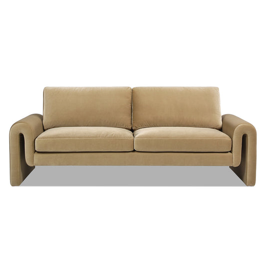 Mason 85' Arched Arm Sofa, Camel Brown Beige Performance Velvet