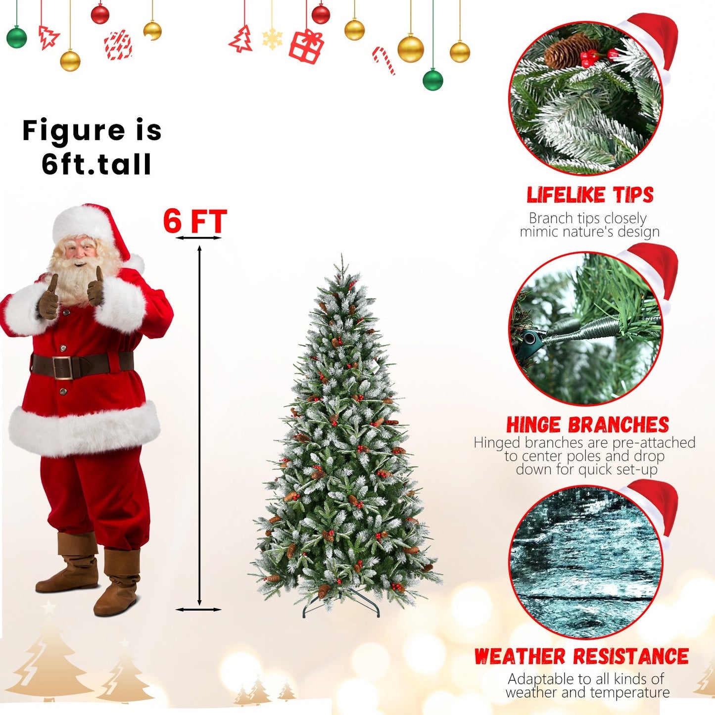 7.5-Foot Snow-Tipped Woodland Christmas Tree