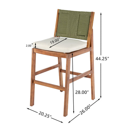 Outdoor Acacia Wood Bar Stools (Set of 2)