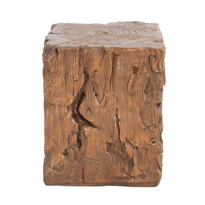 Amira Outdoor and Indoor Stump Shape MGO Side Table Brown Finish