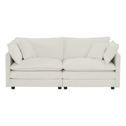 2-Piece White Chenille Sofa Set for Living Room