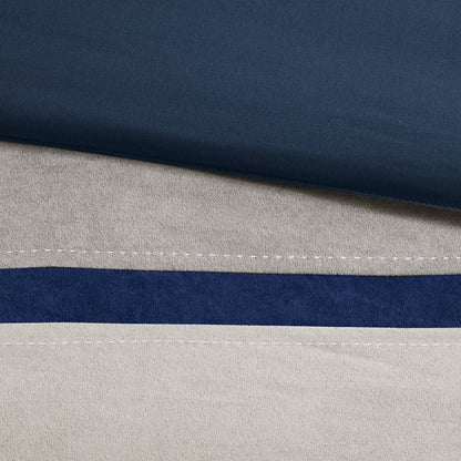 7 Piece Faux Suede Comforter Set Blue King