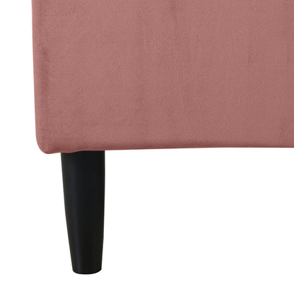 Aspen Vertical Tufted Headboard Platform Bed Set, Queen, Ash Rose Pink Velvet