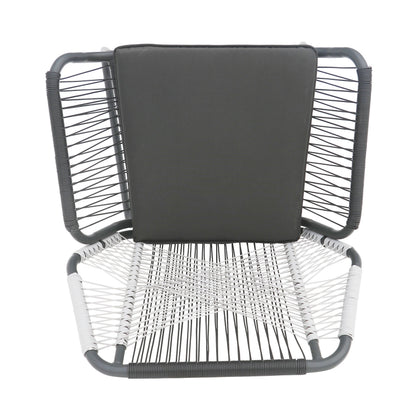 Set of 2 Woven Rattan Outdoor Club Chairs with Cushions