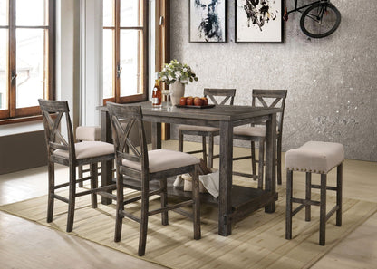 Martha II 7-Piece Counter Height Dining Room Set - Gray