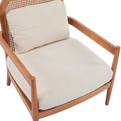 Elliston Rattan Backrest Solid Wood Accent Chair with Cushions - Set of 2