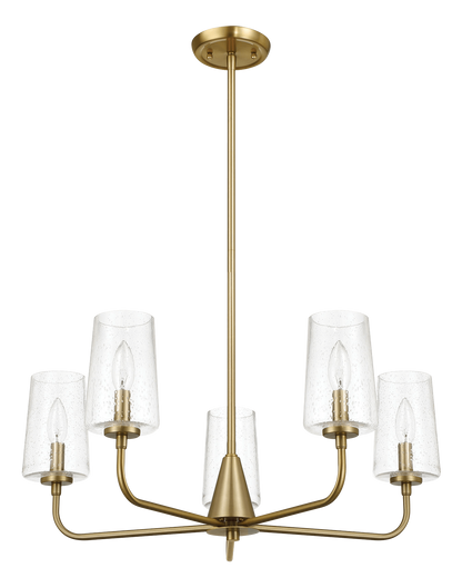 Dazzle Five Lights Chandelier With Clear Seeded Glass - Satin Brass