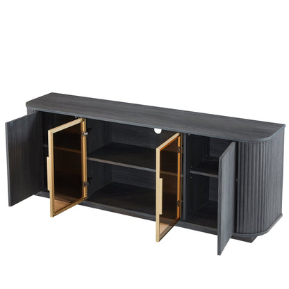 Modern 64-Inch Wavy TV Cabinet with LED Lights