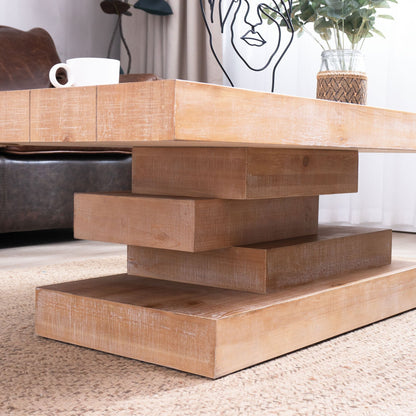 Modern Rustic Coffee Table – Rectangular Wood Center Table