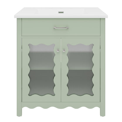Modern Bathroom Vanity With Tempered Glass Doors
