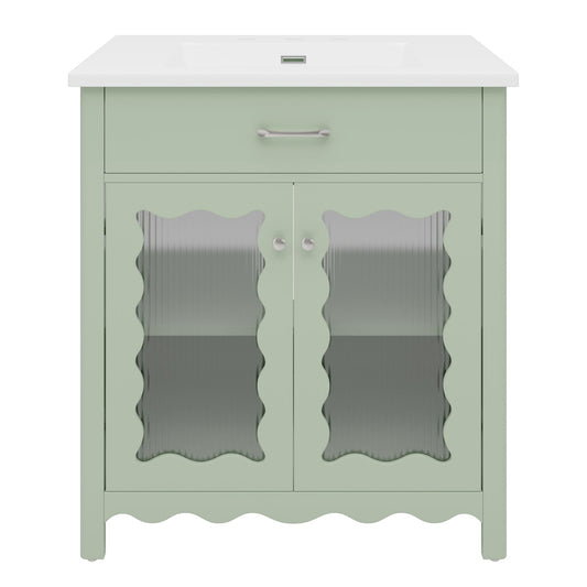 Modern Bathroom Vanity With Tempered Glass Doors