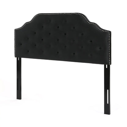 Charismatic Queen Size Headboard with Button Tufting and Nailhead Trim