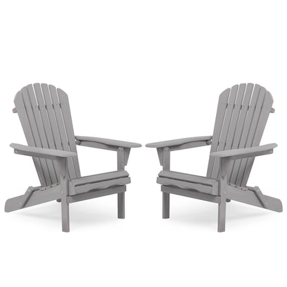 Classic Gray Cedar Wood Lounge Patio Chair Set of 2
