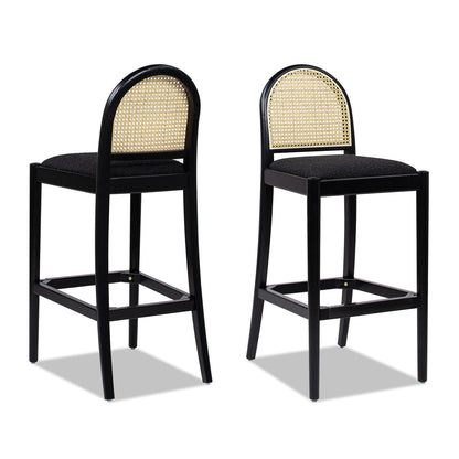 Arlin Upholstered Stool with Curved Back and Footrest - Set of 2