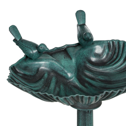 Outsunny 32" Antique Bird Bath with Pedestal Flower Planter Base