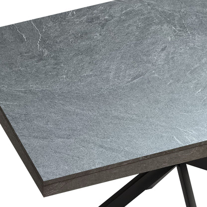 Rectangular Stretch Dining Table With 4 Chairs - Black / Gray