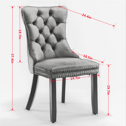 Nikki Collection Modern Velvet Upholstered Dining Chair Set
