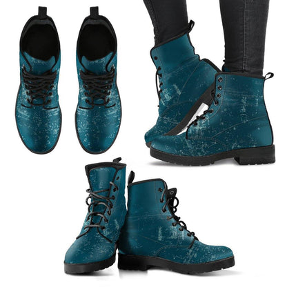 Dark Teal  Memory Foam Boots | All Season Lace Up Boots | Vegan Leather Combat Boot