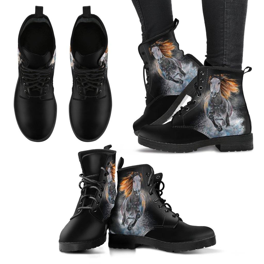 Running Stallion  Memory Foam Boots | All Season Lace Up Boots | Vegan Leather Combat Boot