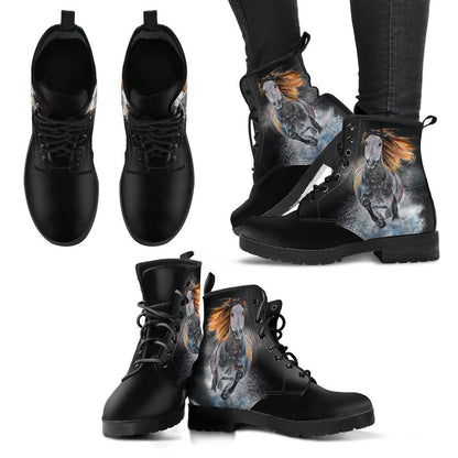 Running Stallion  Memory Foam Boots | All Season Lace Up Boots | Vegan Leather Combat Boot