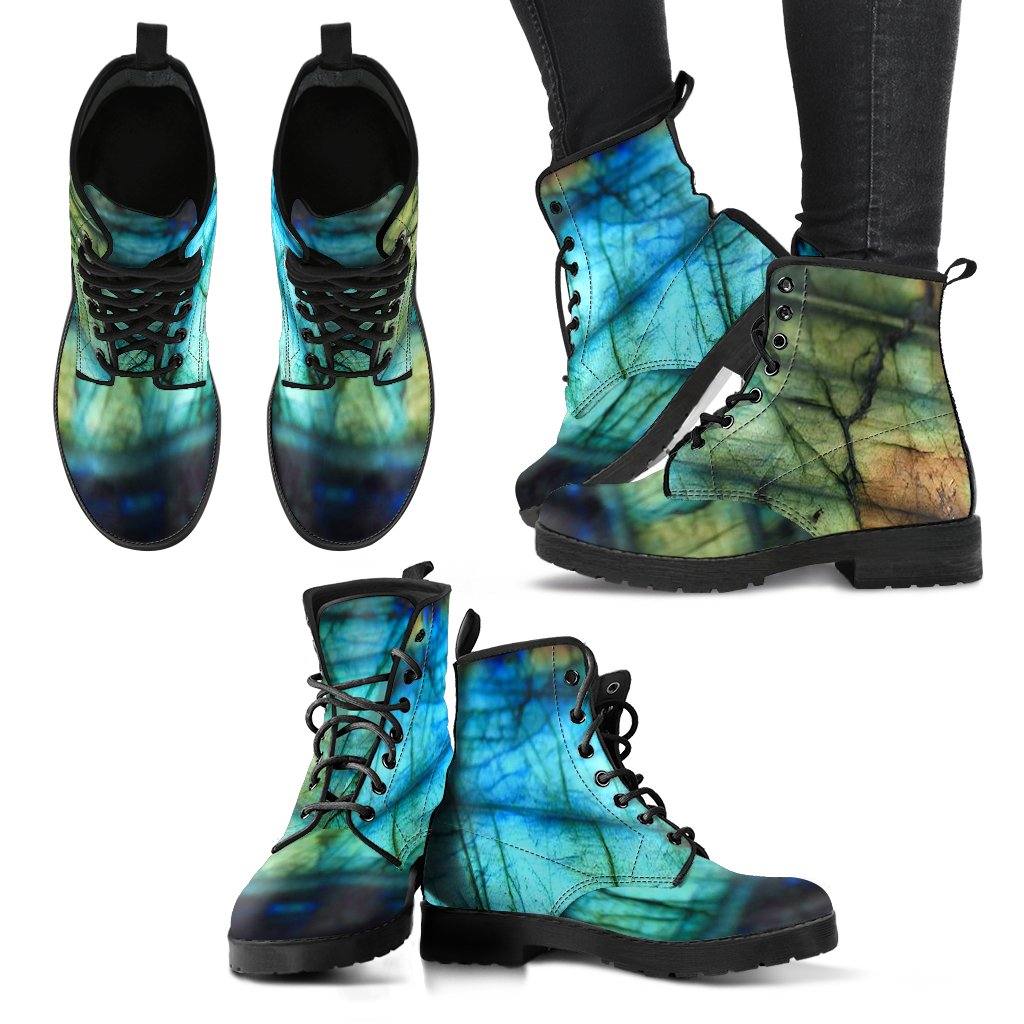 Labradorite  Memory Foam Boots | All Season Lace Up Boots | Vegan Leather Combat Boot