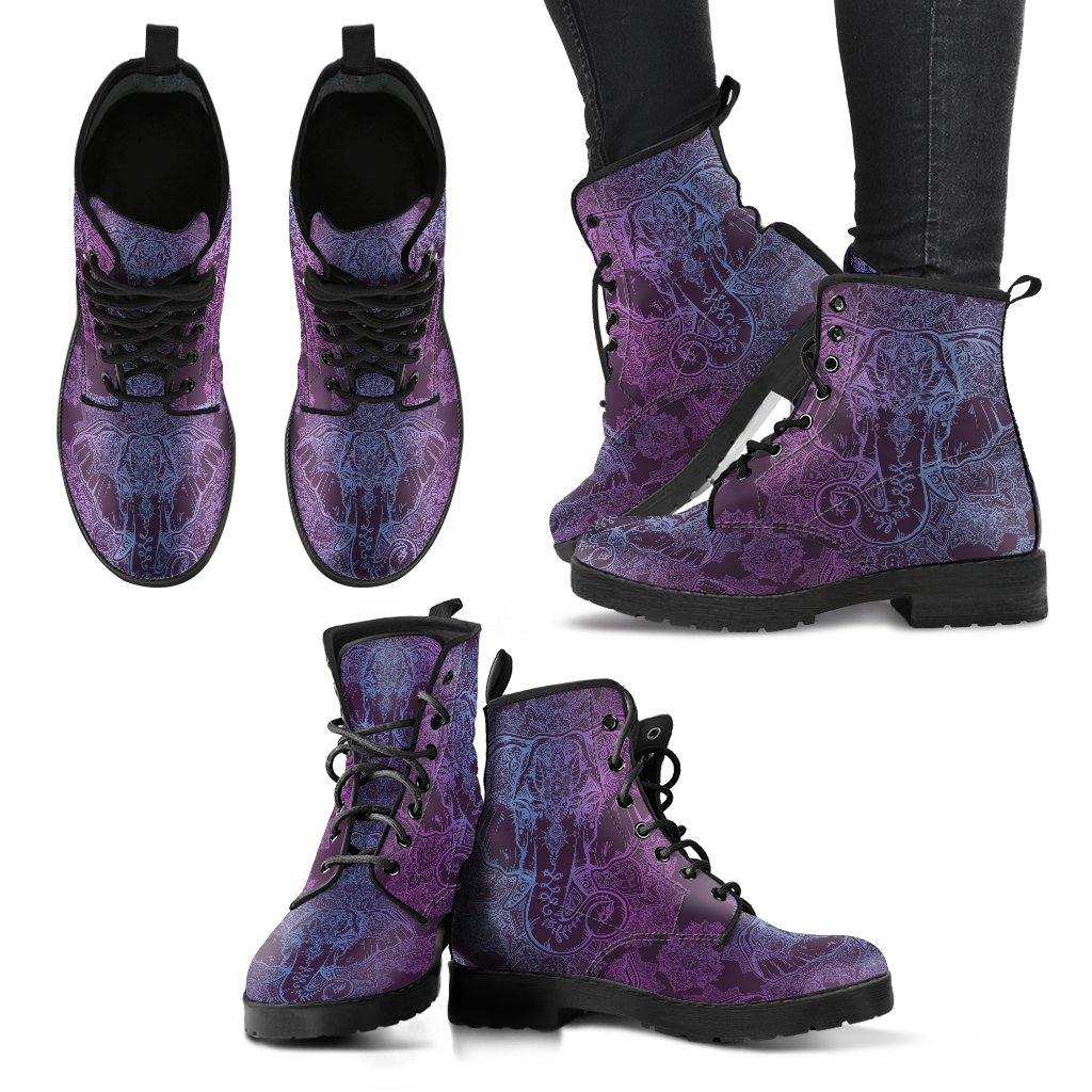 Purple Elephant  Memory Foam Boots | All Season Lace Up Boots | Vegan Leather Combat Boot