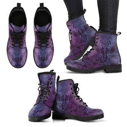 Purple Elephant  Memory Foam Boots | All Season Lace Up Boots | Vegan Leather Combat Boot
