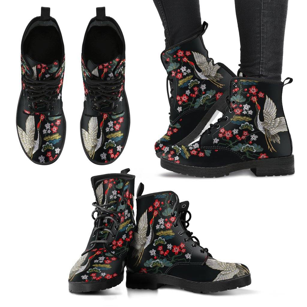 Crane and Fauna  Memory Foam Boots | All Season Lace Up Boots | Vegan Leather Combat Boot