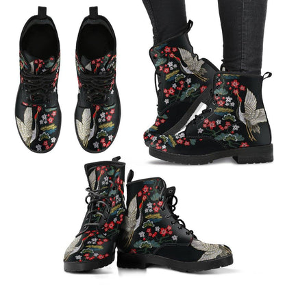 Crane and Fauna  Memory Foam Boots | All Season Lace Up Boots | Vegan Leather Combat Boot