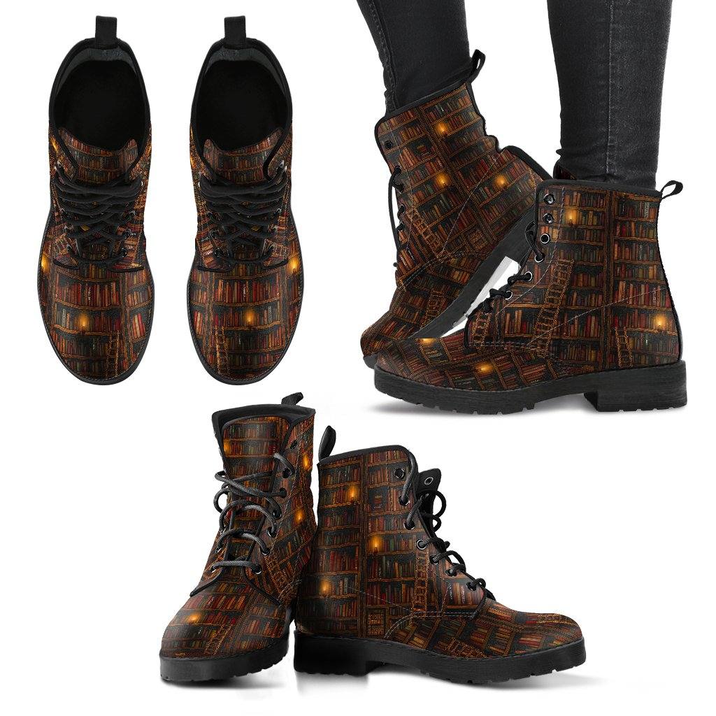 Librarian  Memory Foam Boots | All Season Lace Up Boots | Vegan Leather Combat Boot