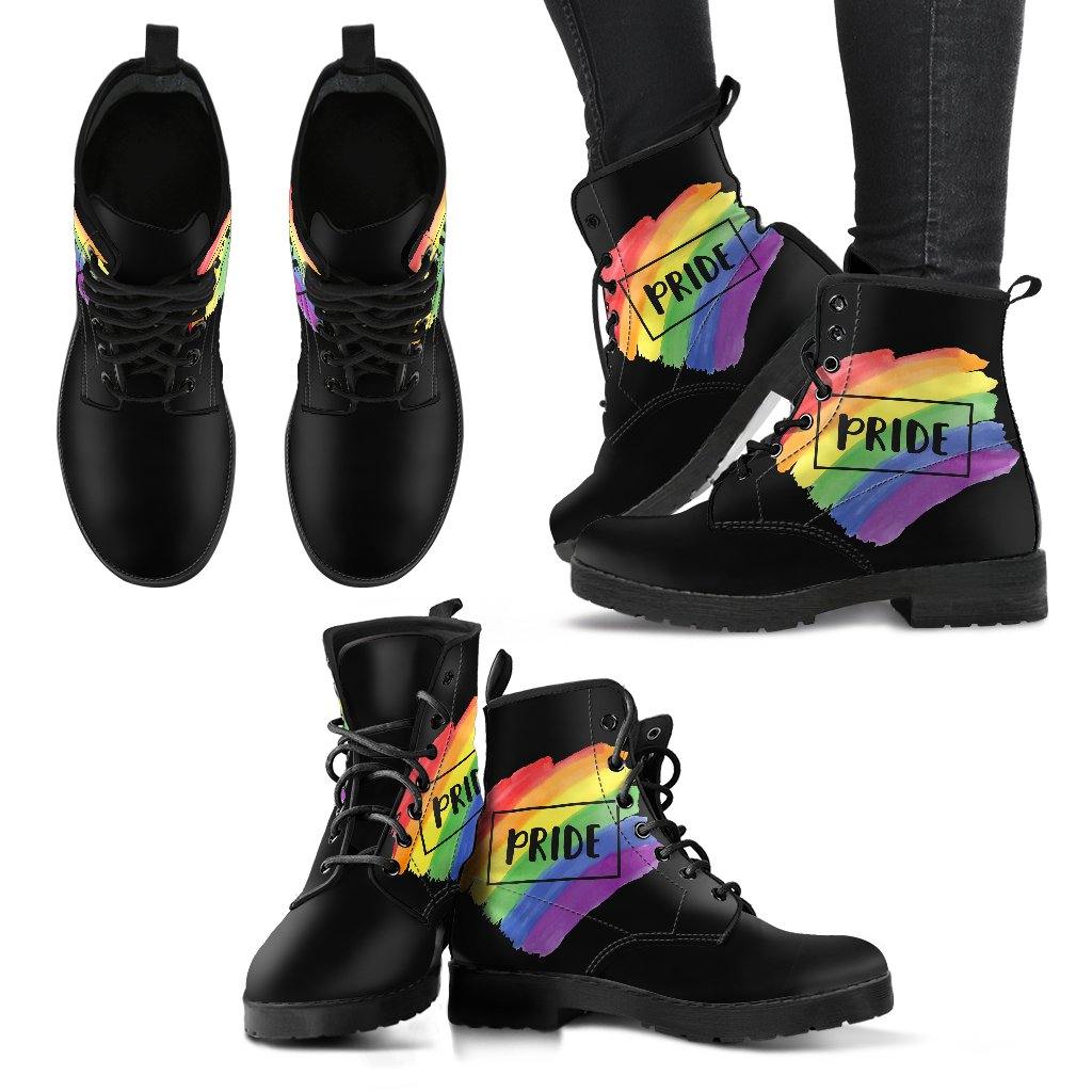 Pride Love  Memory Foam Boots | All Season Lace Up Boots | Vegan Leather Combat Boot