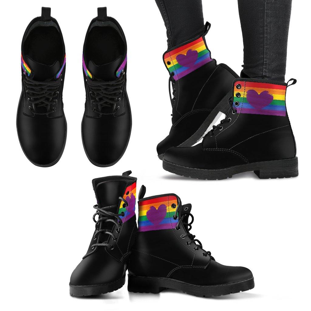 Love Pride  Memory Foam Boots | LGBTQIA+ All Season Lace Up Boots | Vegan Leather Combat Boot