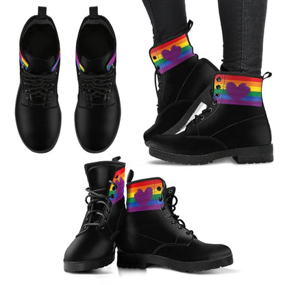 Love Pride  Memory Foam Boots | LGBTQIA+ All Season Lace Up Boots | Vegan Leather Combat Boot