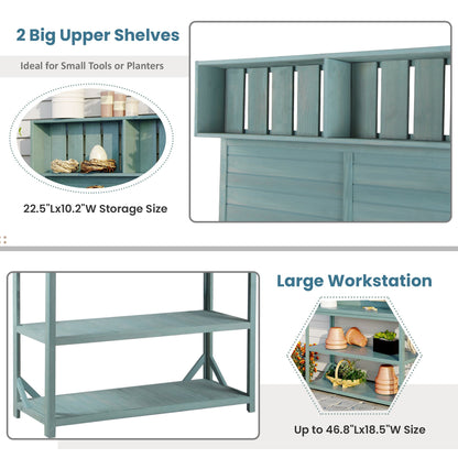 TOPMAX 65" Large Wooden Farmhouse Rustic Outdoor Potting Bench Table