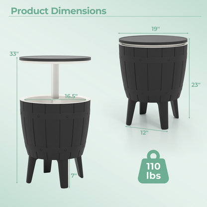 10 Gallon Cooler Bar Table Outdoor Coffee Table Ice Bucket with Telescopic Tabletop for Beer and Wine