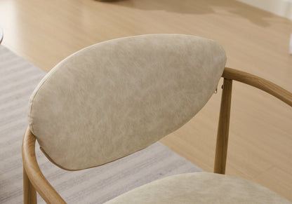 Beige PU Leather Dining Room Chair with Metal Frame