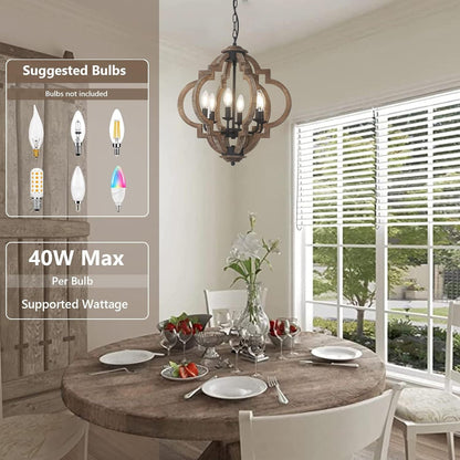 Farmhouse Chandeliers for Dining Room, 6-Light Rustic Light Fixture