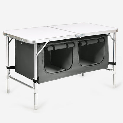 Height Adjustable Folding Camping Table-Gray