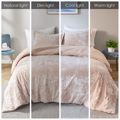 Full/Queen Crushed Velvet Sherpa Reversible Comforter Set