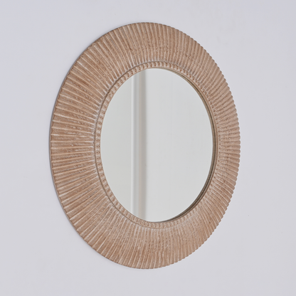 36” Handcrafted Wooden Wall Mirror