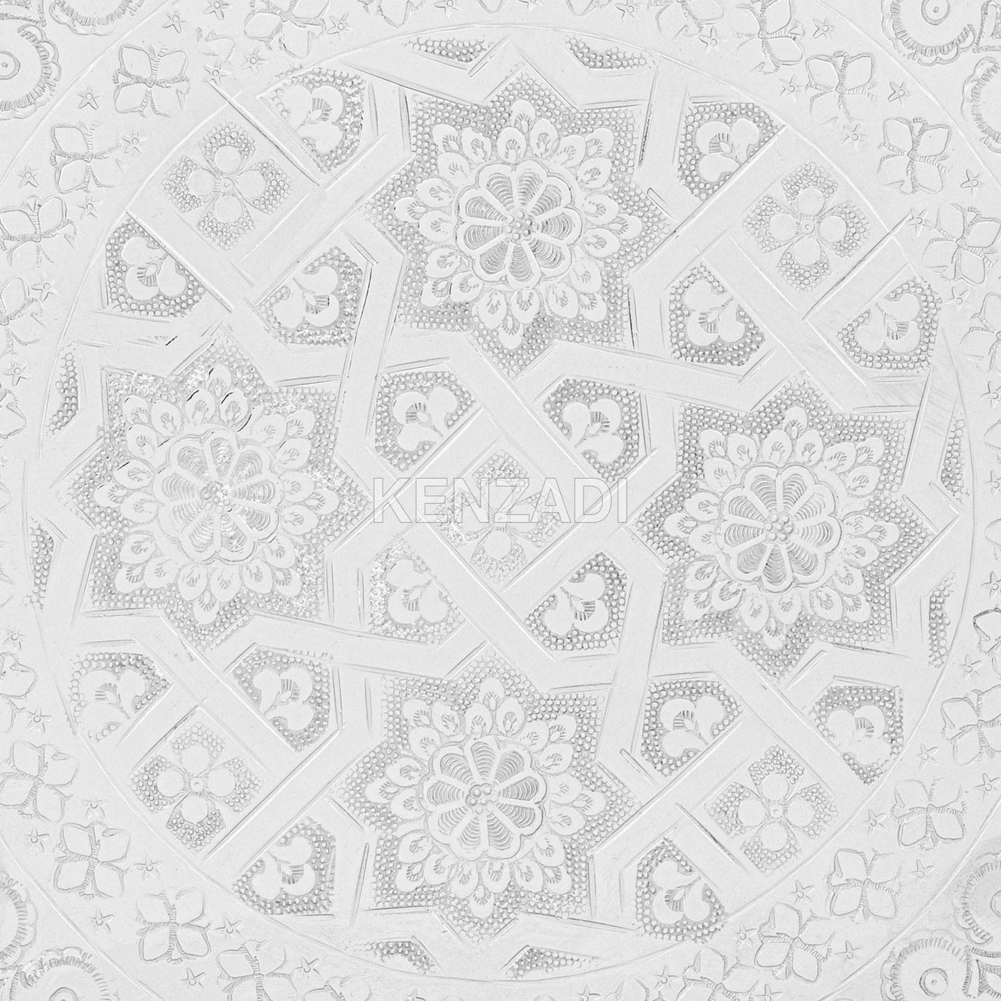 12.2 Inch Moroccan Handmade Serving Tea Tray Silver Plated Brass Handcrafted Plate in Fez Morocco