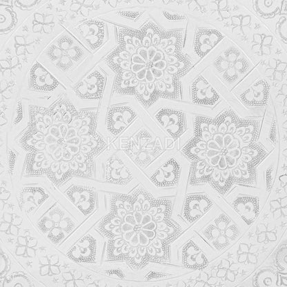 12.2 Inch Moroccan Handmade Serving Tea Tray Silver Plated Brass Handcrafted Plate in Fez Morocco