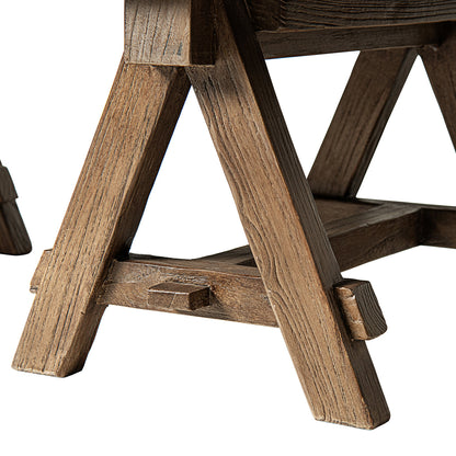 Hawthorne 48' Solid Reclaimed Elm Rectangular Trestle Coffee Table, Heritage Medium-Dark Brown
