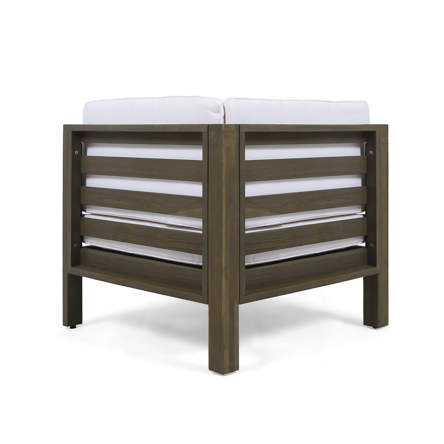 OANA Outdoor Wooden Sectional Set with Cushions, White