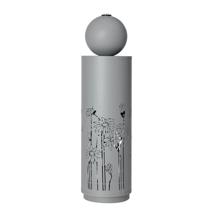 34.25'H Light Gray Metal Cutout Outdoor Water Fountain with LED Lights
